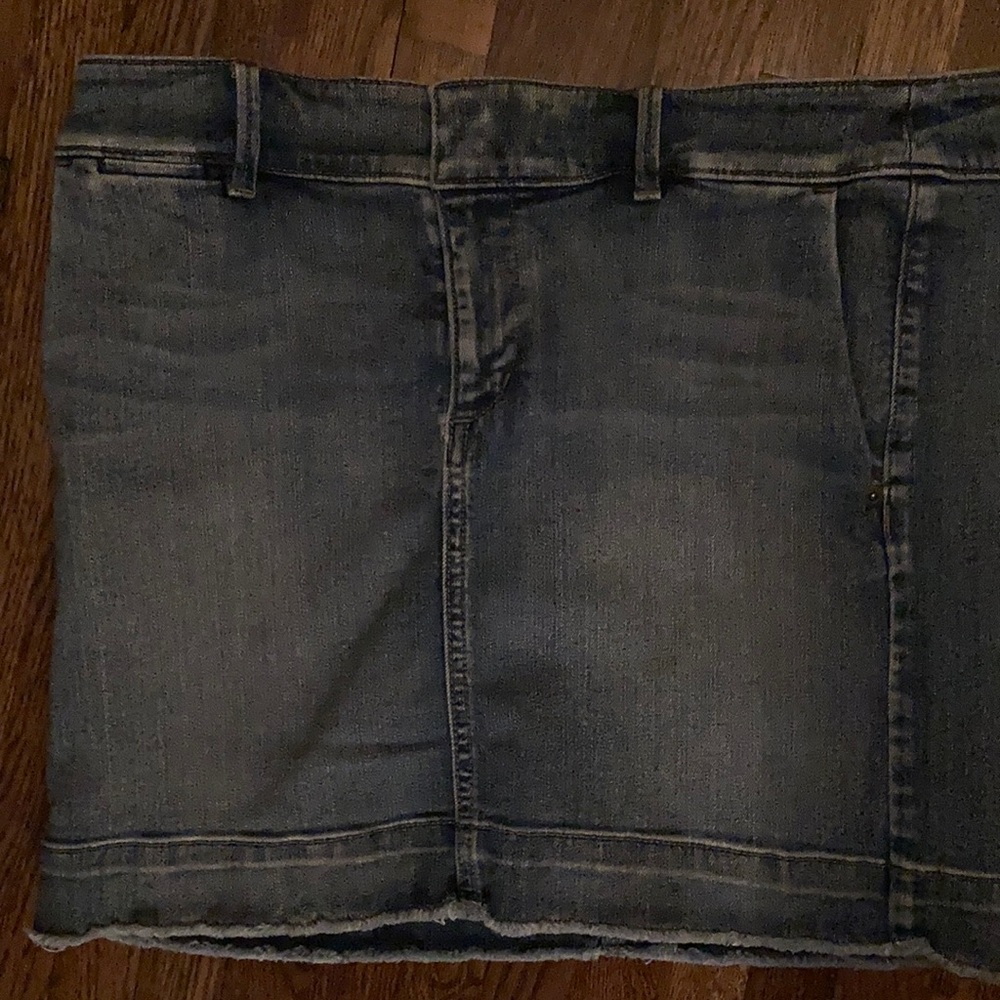 Loft mini jean skirt.